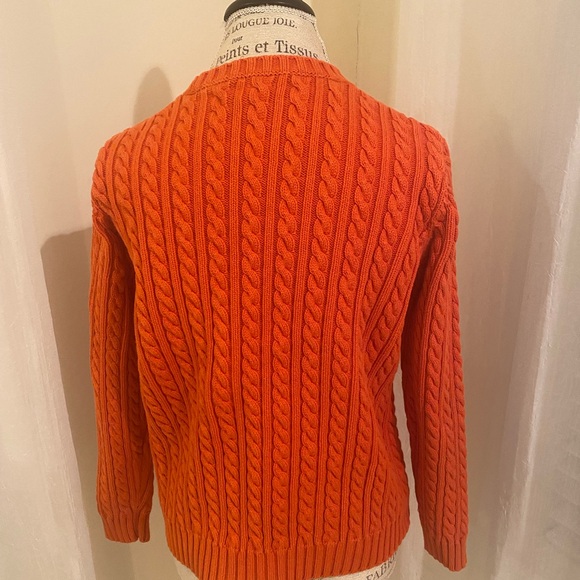 Ralph Lauren Lauren Vibrant Orange Cable Knit Sweater - Picture 6 of 9